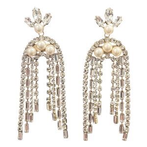 Stella & Dot Crystal Waterfall 2-in-1 Convertible Chandelier Rhinestone Earrings